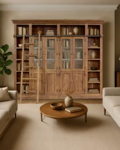 Annisa - bibliothèque en bois massif de teck recyclé 250 cm