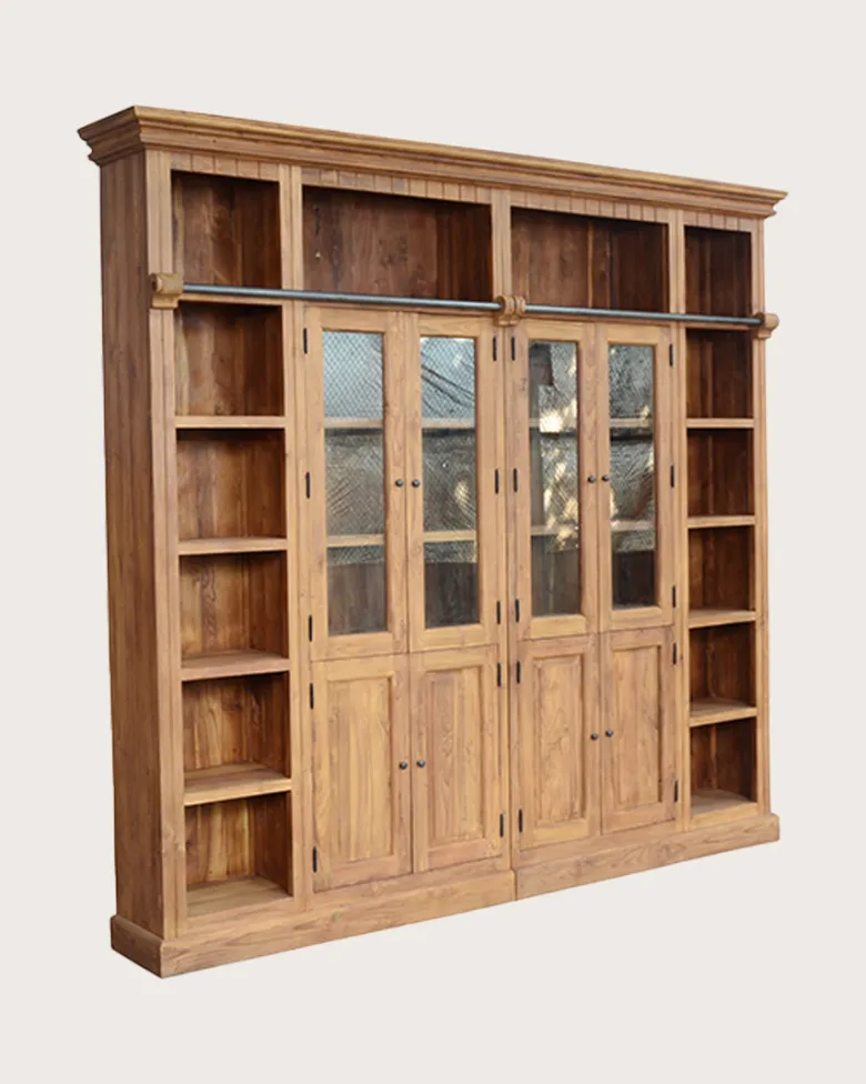 Annisa - bibliothèque en bois massif de teck recyclé 250 cm