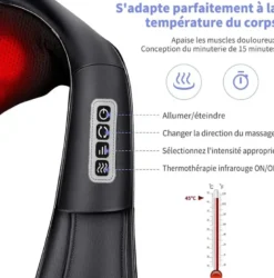 Appareil de massage shiatsu chauffant 8 têtes pour cou et dos