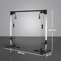 Appareil de musculation double poulie vis à vis crossover acier gris noir