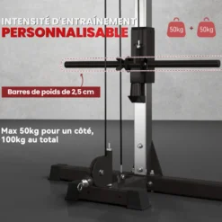 Appareil de musculation double poulie vis à vis crossover acier gris noir