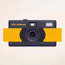 Appareil photo peeksme jaune + 1 paire de clips bleu + 1 lanière bleue