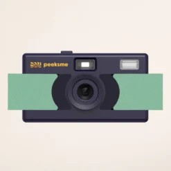 Appareil photo peeksme vert + 1 paire de clips bleu + 1 lanière bleue