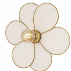 Applique murale flora coton blanc et métal doré d32cm