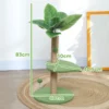 Arbre à chat design tropical - plateforme, griffoir, 2 jeux boules - beige vert