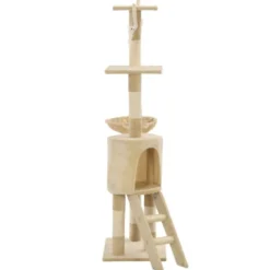 Arbre à chat griffoir grattoir niche jouet 49 x 35 x 138 cm beige