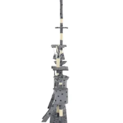 Arbre à chat griffoir grattoir niche jouet 147 x 35 x 230 cm gris