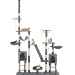 Arbre à chat griffoir grattoir niche jouet 147 x 35 x 230 cm gris