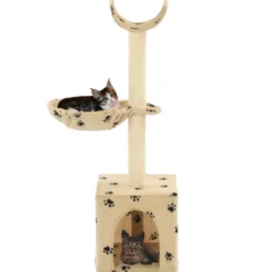 Arbre à chat griffoir grattoir niche jouet 30 x 30 x 105 cm beige