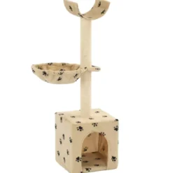 Arbre à chat griffoir grattoir niche jouet 30 x 30 x 105 cm beige