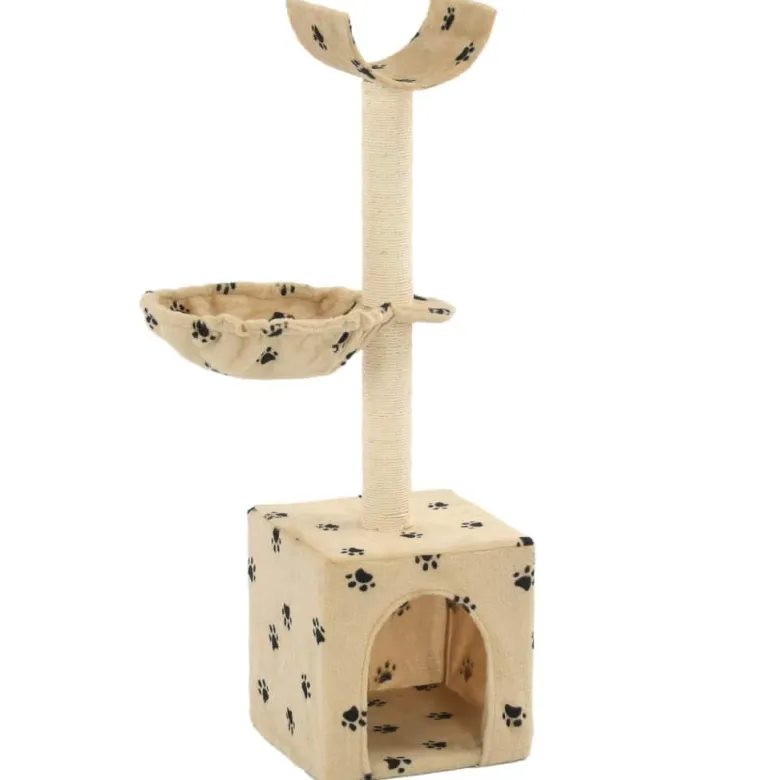 Arbre à chat griffoir grattoir niche jouet 30 x 30 x 105 cm beige