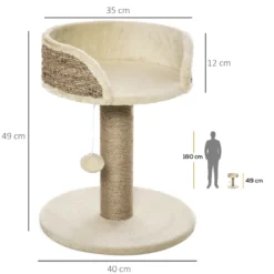Arbre à chat griffoir 2 niveaux h. 49 cm boule suspendue