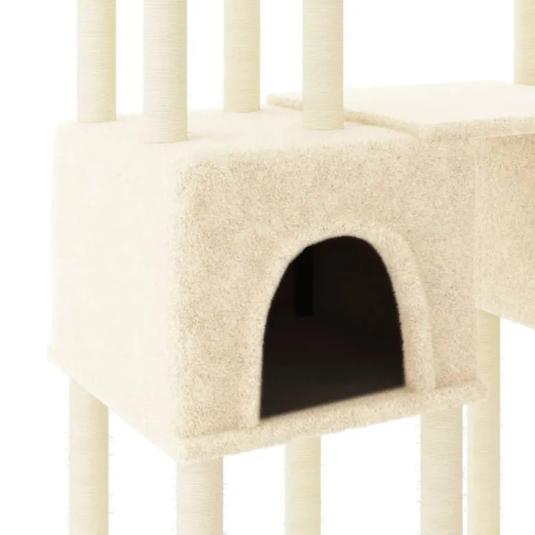 Arbre à chat meuble tour grimper jouet 136 x 47.5 x 199 cm crème