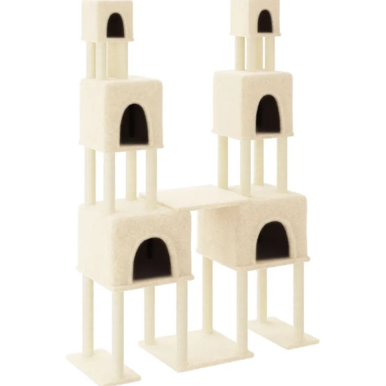 Arbre à chat meuble tour grimper jouet 136 x 47.5 x 199 cm crème
