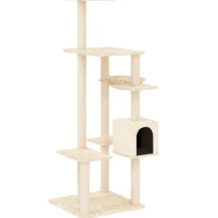 Arbre à chat meuble tour grimper jouet 78.5 x 65 x 142 cm crème