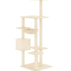Arbre à chat meuble tour grimper jouet 78.5 x 65 x 142 cm crème