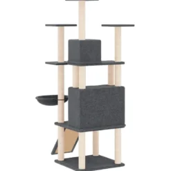 Arbre à chat meuble tour grimper jouet 63 x 80 x 154 cm gris