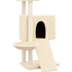 Arbre à chat meuble tour grimper jouet 71.5 x 60 x 96 cm crème
