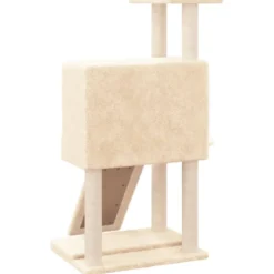 Arbre à chat meuble tour grimper jouet 71.5 x 60 x 96 cm crème