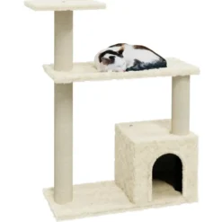 Arbre à chat meuble tour grimper jouet 54 x 22 x 70 cm crème