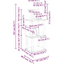 Arbre à chat meuble tour grimper jouet 61 x 48.5 x 167poids:16.45 cm gris