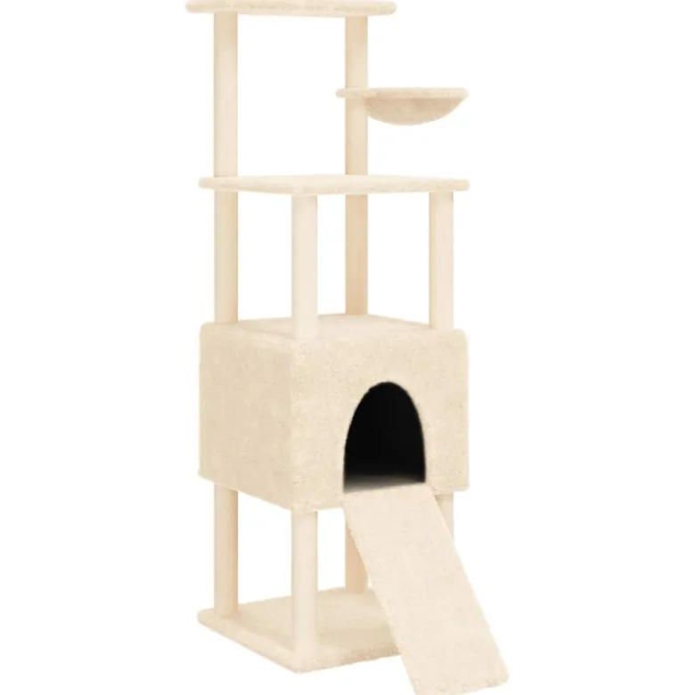 Arbre à chat meuble tour grimper jouet 92.5 x 71.5 x 153 cm crème