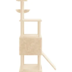 Arbre à chat meuble tour grimper jouet 92.5 x 71.5 x 153 cm crème