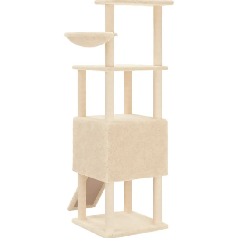 Arbre à chat meuble tour grimper jouet 92.5 x 71.5 x 153 cm crème