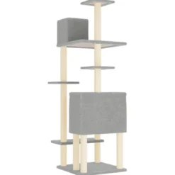 Arbre à chat meuble tour grimper jouet 66.5 x 60 x 154 cm gris