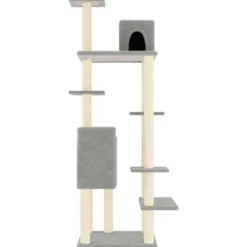 Arbre à chat meuble tour grimper jouet 66.5 x 60 x 154 cm gris