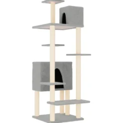 Arbre à chat meuble tour grimper jouet 66.5 x 60 x 154 cm gris