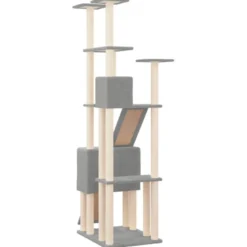 Arbre à chat meuble tour grimper jouet 47.5 x 94 x 190 cm gris