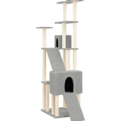Arbre à chat meuble tour grimper jouet 47.5 x 94 x 190 cm gris