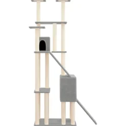 Arbre à chat meuble tour grimper jouet 47.5 x 94 x 190 cm gris