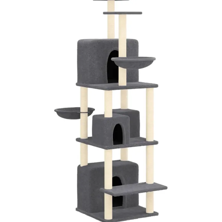 Arbre à chat meuble tour grimper jouet 64 x 97 x 180 cm gris