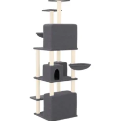 Arbre à chat meuble tour grimper jouet 64 x 97 x 180 cm gris