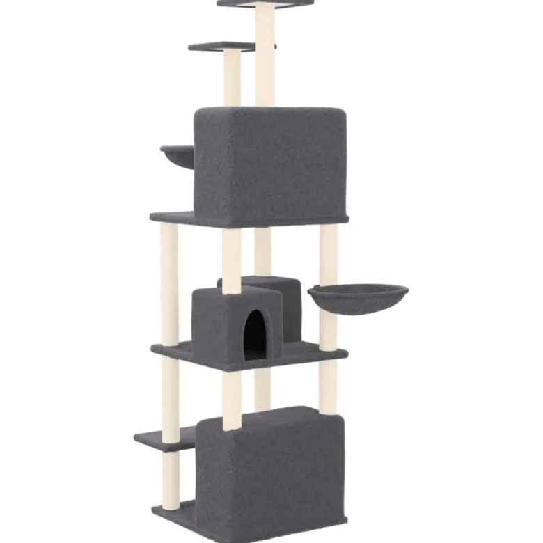 Arbre à chat meuble tour grimper jouet 64 x 97 x 180 cm gris