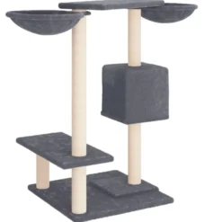 Arbre à chat meuble tour grimper jouet 97 x 67.5 x 82 cm gris