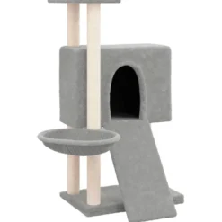Arbre à chat meuble tour grimper jouet 71.5 x 60 x 96 cm gris
