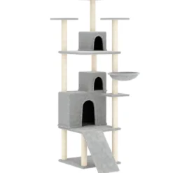 Arbre à chat meuble tour grimper jouet 47.5 x 78 x 175 cm gris