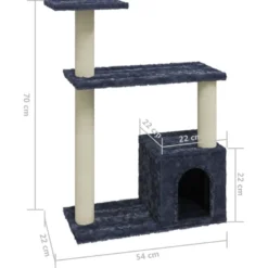 Arbre à chat meuble tour grimper jouet 54 x 22 x 70 cm gris