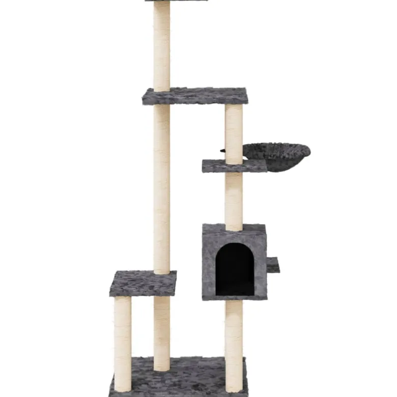 Arbre à chat meuble tour grimper jouet 78.5 x 65 x 142 cm gris