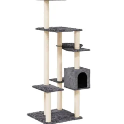 Arbre à chat meuble tour grimper jouet 78.5 x 65 x 142 cm gris