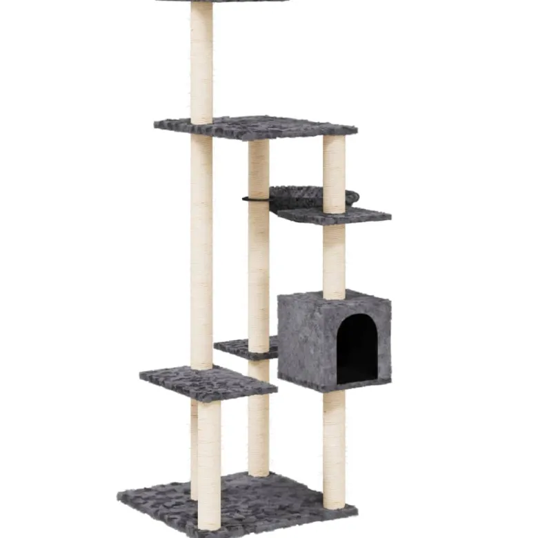 Arbre à chat meuble tour grimper jouet 78.5 x 65 x 142 cm gris