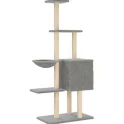 Arbre à chat meuble tour grimper jouet 72 x 34.5 x 145 cm gris