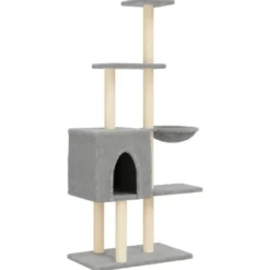 Arbre à chat meuble tour grimper jouet 72 x 34.5 x 145 cm gris