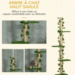 Arbre à chat poteau à griffer design hauteur réglable h.202- 242h cm