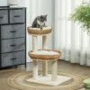Arbre à chat style bohème aspect rotin tressé effet fourrure