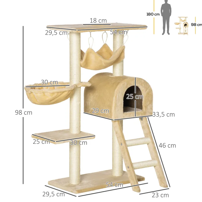 Arbre à chat style cosy chic nombreux équipements beige