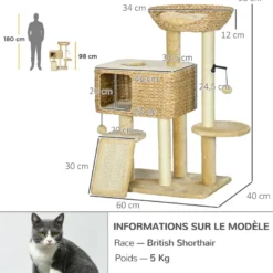 Arbre à chat style cosy chic peluche beige jacinthe d'eau